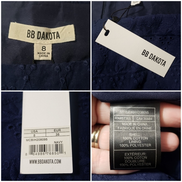 BB Dakota NWT Sz 8 Navy Eyelet Fit & Flare Dress - Picture 13 of 16